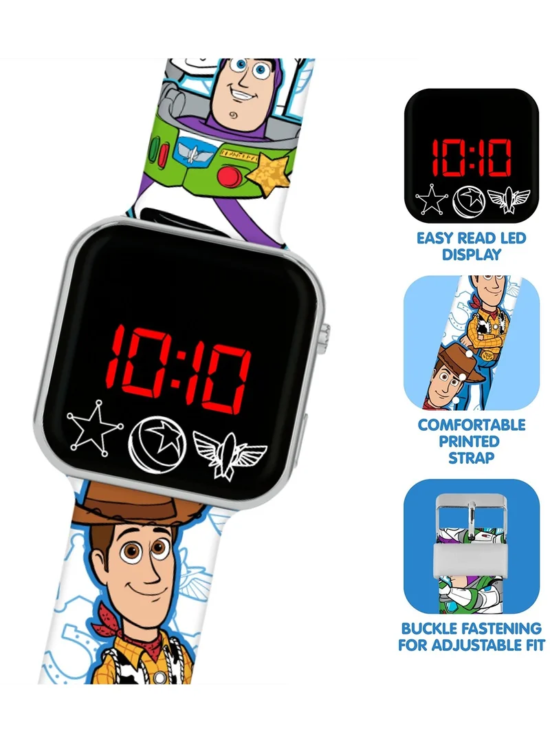 ديزني ساعة Toy Story Buzz and Woody بشاشة LED مع سوار سيليكون بشخصية للأطفال - TSF4022