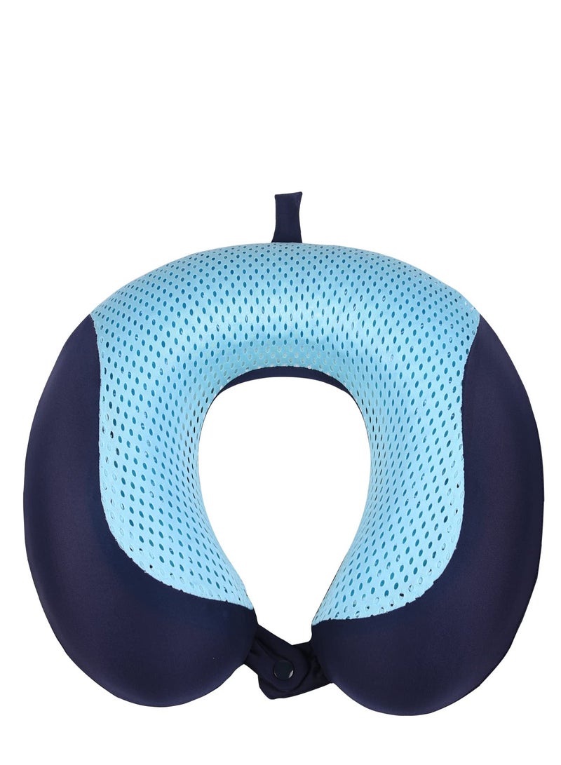 Excefore Travel Pillow, Memory Foam Neck Pillow, Soft & Support Travel Pillow, Ergonomically Designed Neck Support Pillow, for Sleeping, Traveling, Car, Flight, and Home Use (Navy Blue-gel) - Image 1