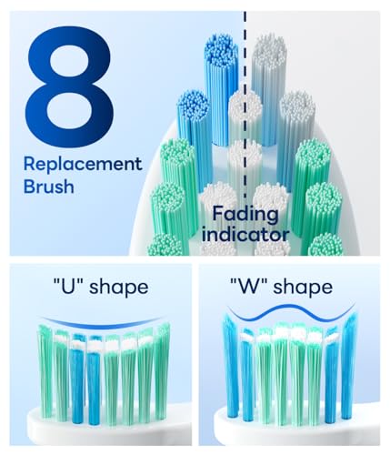 Bymore Electric Toothbrush for Adults,Travel SonicToothbrush with 8 Replacement Heads, Ultra Clean RechargeableToothbrush Portable Electric Toothbrush-Pink - Image 4