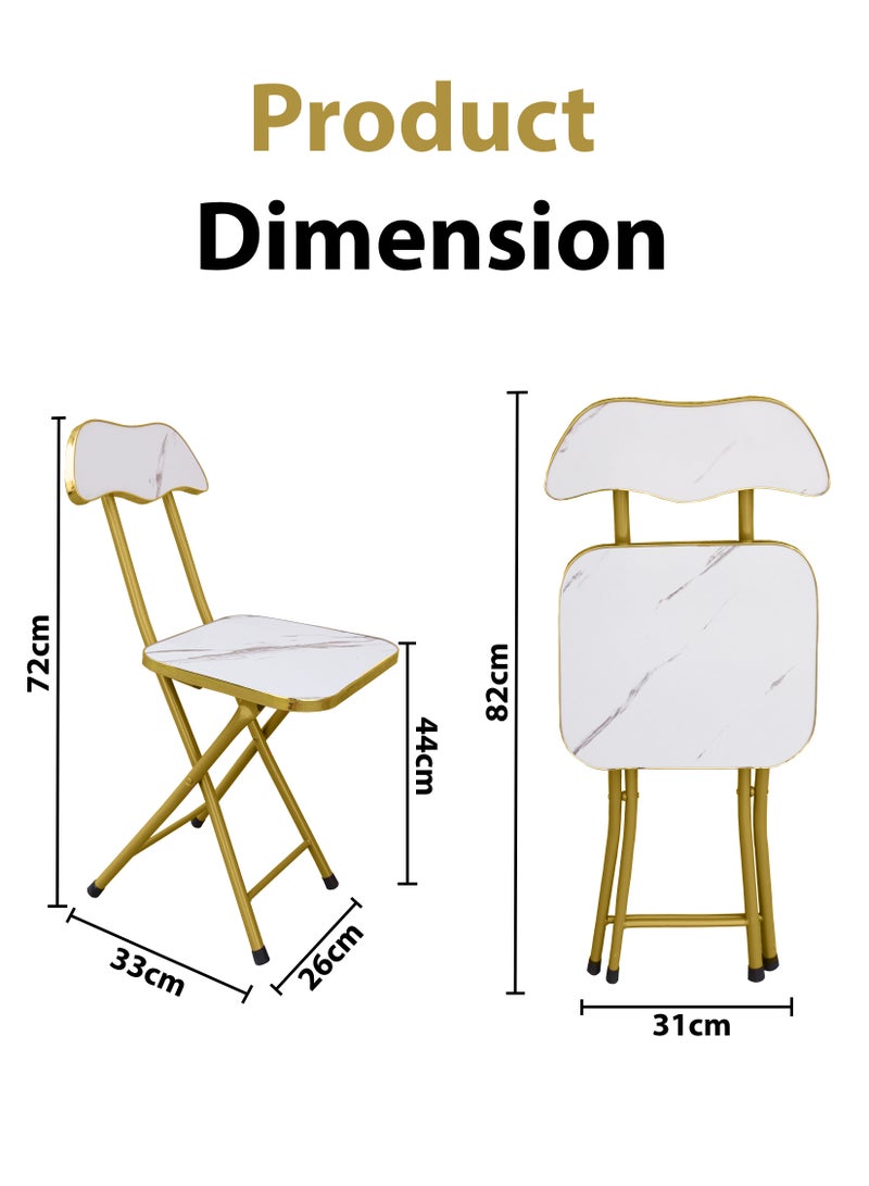 Toshionics Portable Foldable Marble Wooden Square Chair Folding Stool Seats Metal Frame For Breakfast Computer Office Workstation Kitchen Balcony Home Dining Outdoor Picnic Beach Desert Camping - Image 5