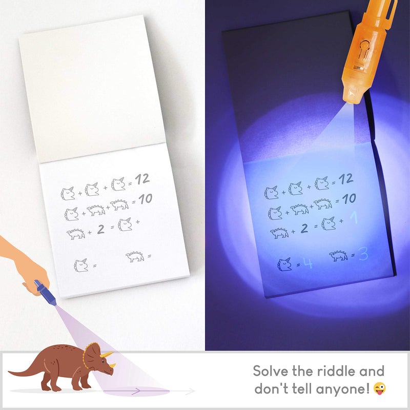 Bonnyco Invisible Ink Pen And Notebook Pack 16 Dinosaur Party Favors For Kids  Magic Spy Pen Goodie Bags Stuffers For Kids  Dinosaur Birthday Party Supplies  Goody Bag Stuffers Return Gifts Prizes - Image 4