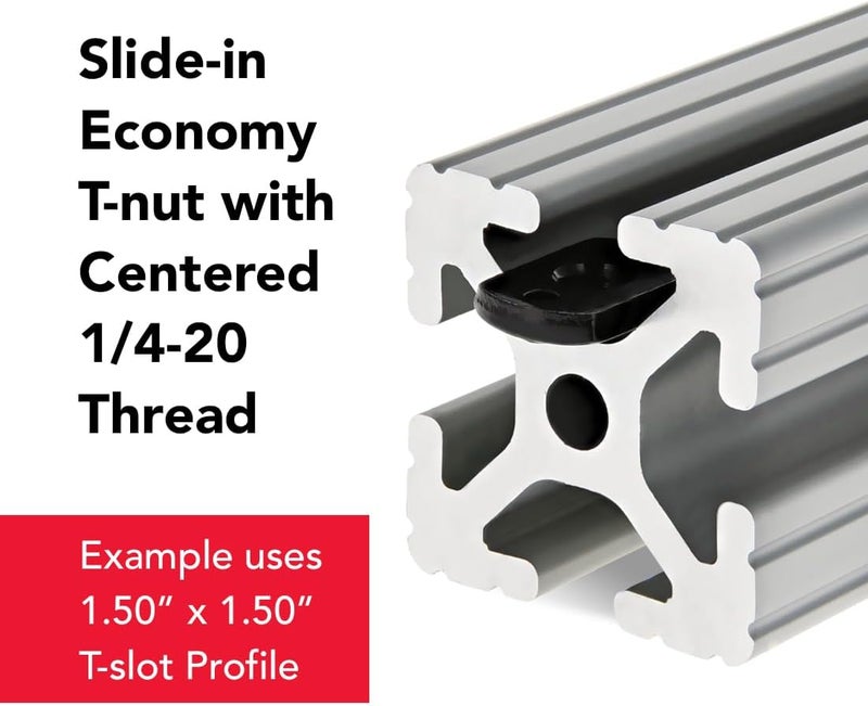 80/20 8020, 3286, 15 Series Steel 1/4-20 Centered Slide in Economy T Nuts Hardware Nuts for 1.5" Aluminum Extrusions (100 Pack) - Image 5