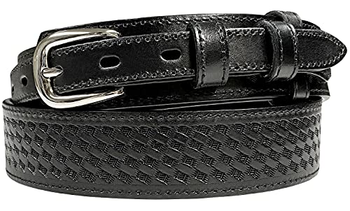 Belts.com 10572 Genuine Full Grain Leather Basketweave Tooled Engraved Western Ranger Belt (Black, 36) - Image 1