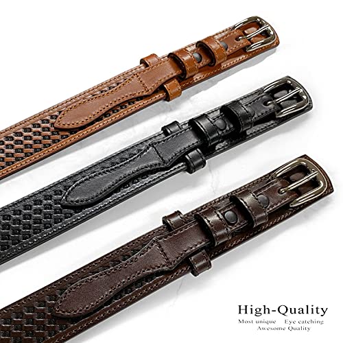 Belts.com 10572 Genuine Full Grain Leather Basketweave Tooled Engraved Western Ranger Belt (Black, 36) - Image 5