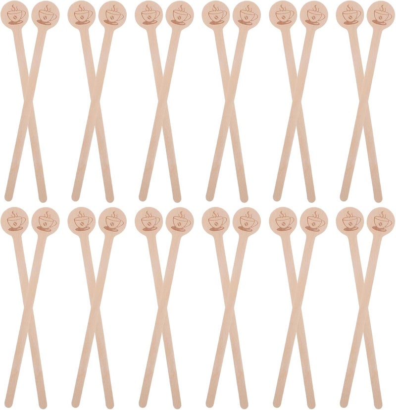 100pcs Wooden Coffee Stirrer Sticks round Ends, Biodegradable Beverage Mixing Sticks for Hot Cocoa, Cocktails, Espresso, Individually Wrapped for Bar and Cafe Use - Image 1