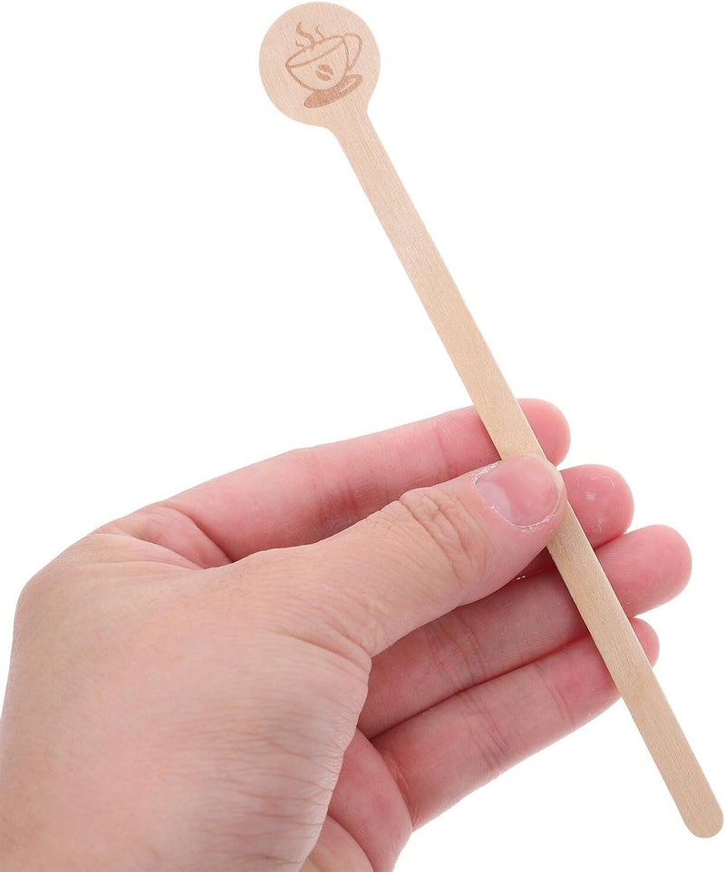 100pcs Wooden Coffee Stirrer Sticks round Ends, Biodegradable Beverage Mixing Sticks for Hot Cocoa, Cocktails, Espresso, Individually Wrapped for Bar and Cafe Use - Image 4