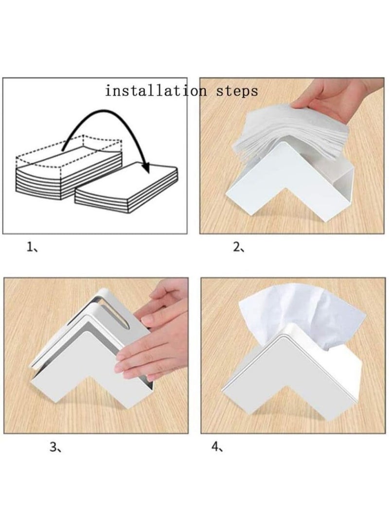 Paper holder, paper dispenser, triangular tissue box, plastic tissue holder, facial tissue dispenser, suitable for table, living room, bathroom, shops, bookshelf - Image 4