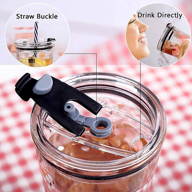 KELVEE Random Design 400 ml Cartoon PatternCreative Multipurpose Drinking Glass Measuring MugCup with Silicone Straw and Glass Lid Drink for MilkTeaCoffeeJuiceThick Shake Cup Mug - Image 4
