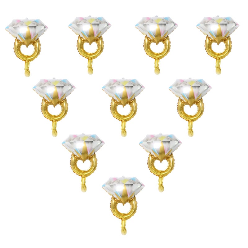LMGERBUD 10Pcs Mini Diamond Ring Balloons for Engagement and Anniversary Wedding Party Supplies - Image 1