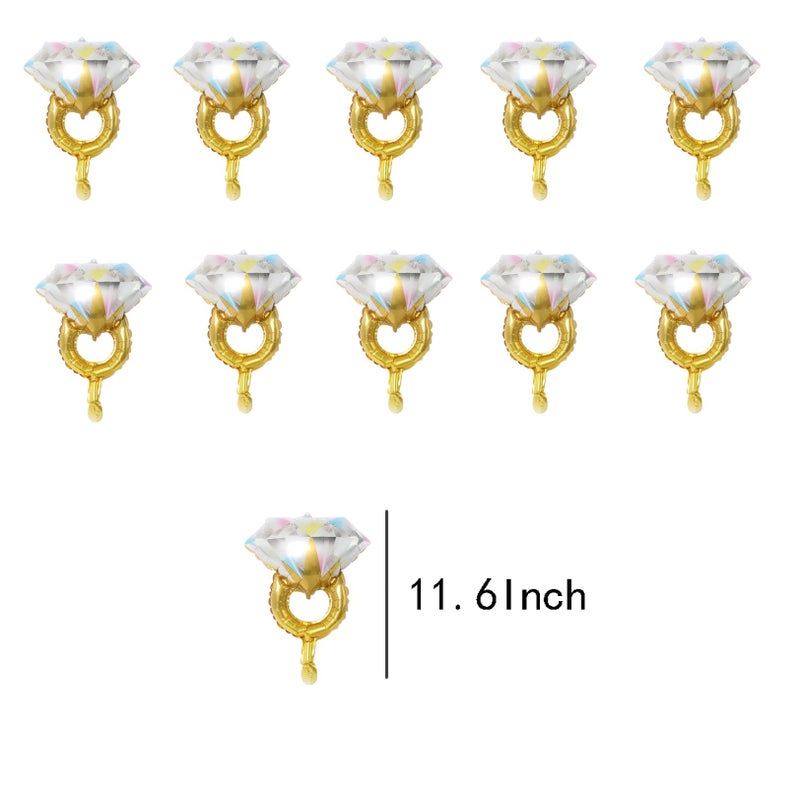LMGERBUD 10Pcs Mini Diamond Ring Balloons for Engagement and Anniversary Wedding Party Supplies - Image 2