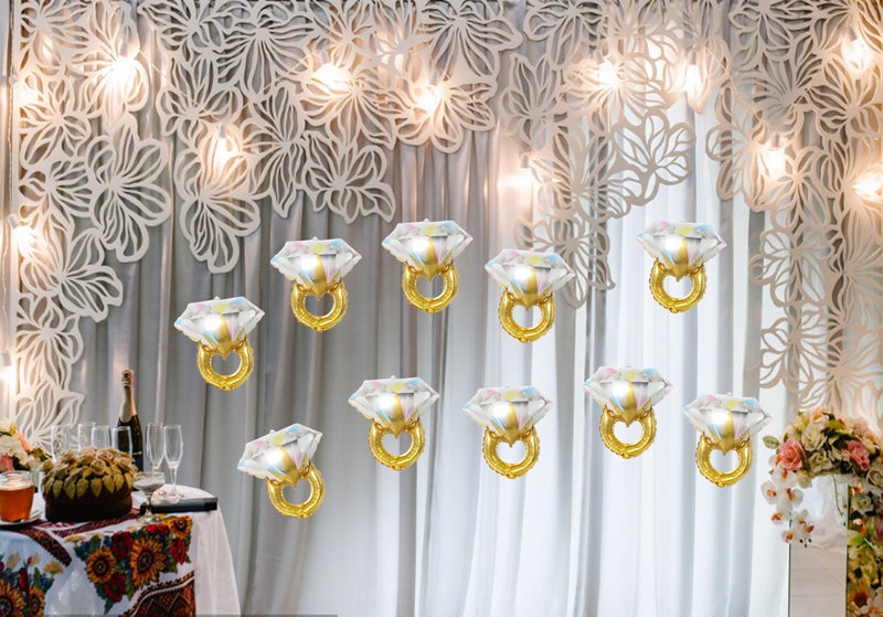 LMGERBUD 10Pcs Mini Diamond Ring Balloons for Engagement and Anniversary Wedding Party Supplies - Image 5
