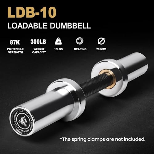 LIONSCOOL 16"/20” Loadable Dumbbells Pairs in Commercial Grade, Heavy Duty Olympic Dumbbell Bar/Handle for Strength Training, Compatible with 2’’ Standard Plates (Silver Chrome, 16 INCH) - Image 2