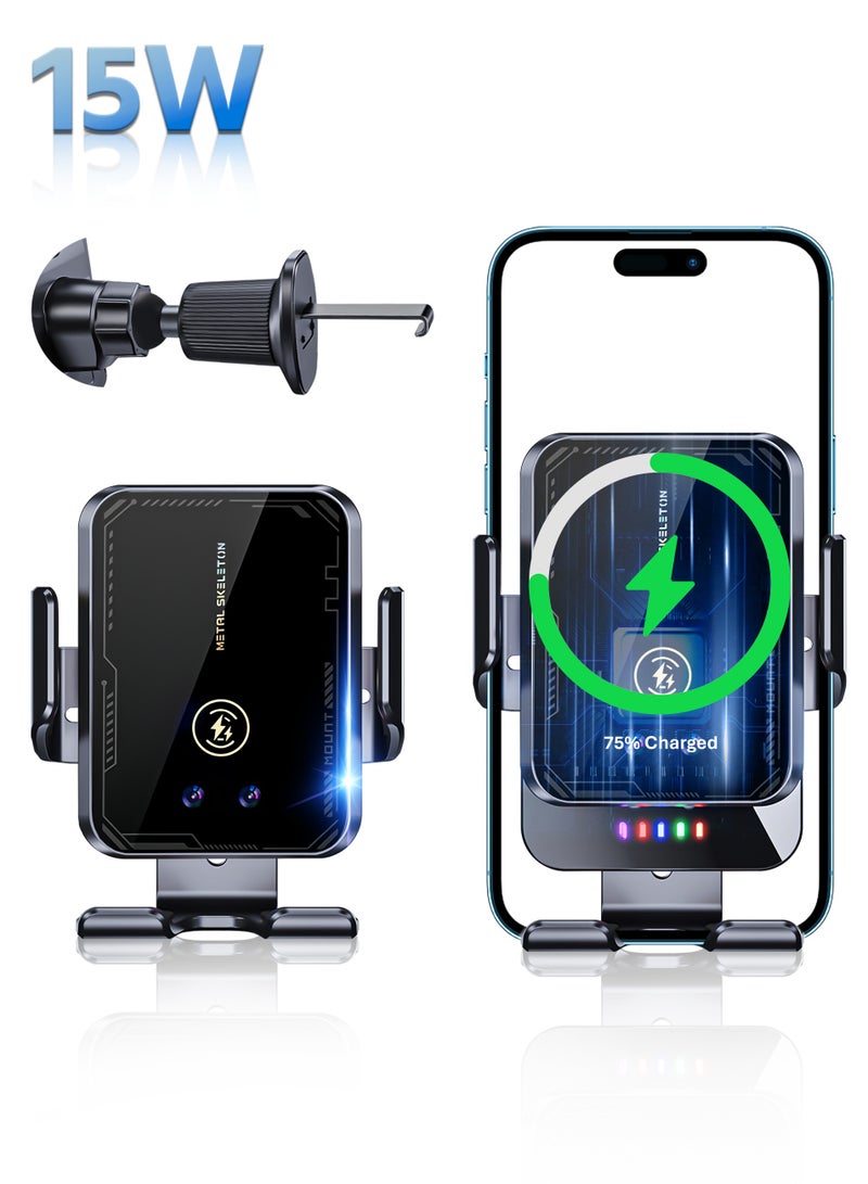 Car Phone Holder,With 15W Car Wireless Charger,Magnetic Car Phone Holder,Mobile Holder Car - Image 1