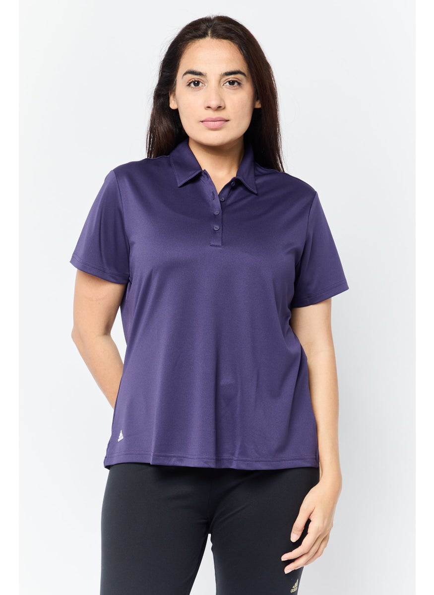 Adidas - Women Sportswear Fit Shorts Sleeves Golf Polo Shirt, Deep Purple - Image 1