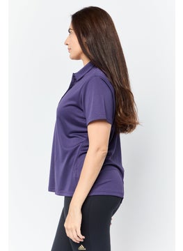 Adidas Women Sportswear Fit Shorts Sleeves Golf Polo Shirt, Deep Purple  - Image 2