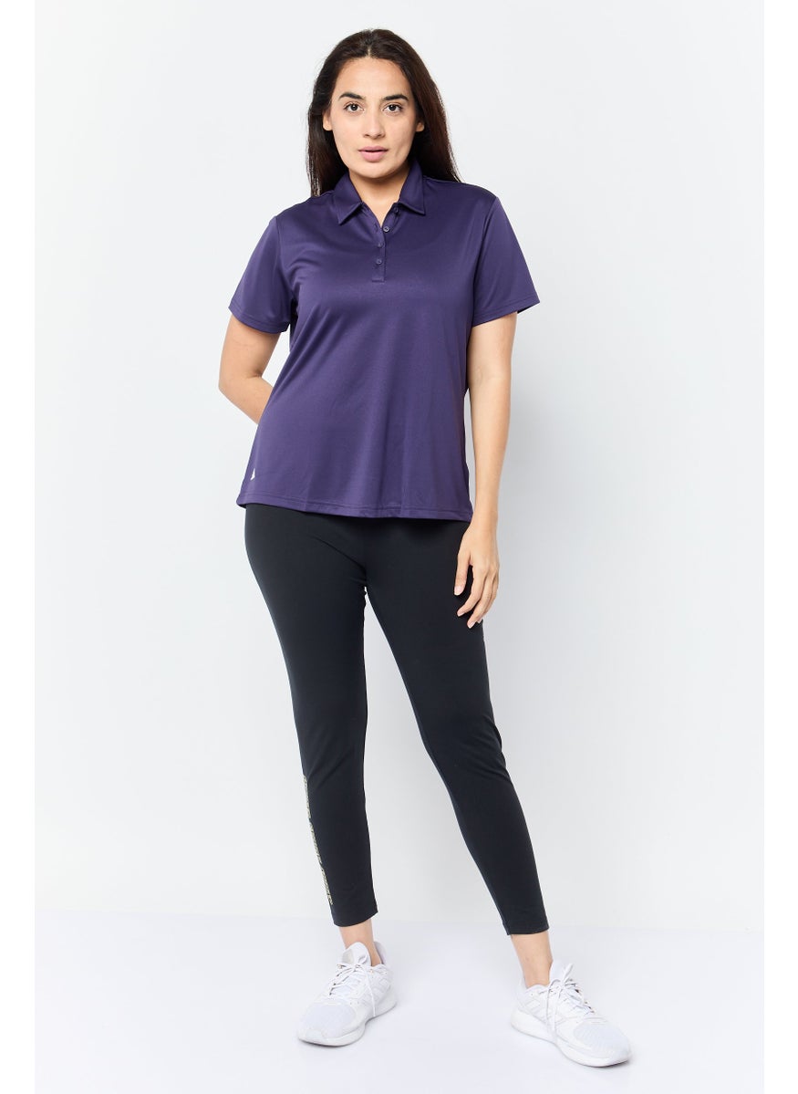 Adidas - Women Sportswear Fit Shorts Sleeves Golf Polo Shirt, Deep Purple - Image 1