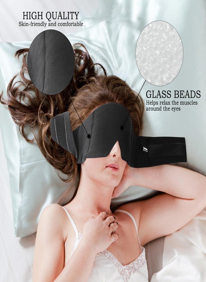 FRESHME Weighted Eye Mask for Sleeping - Black Cotton (0.7lb/11oz Face Eye Cover Weighted Eye Pillow Oversize Large Soft Sleeping Mask with Nose Pad for Women Men Deep Sleep Essential - Image 2