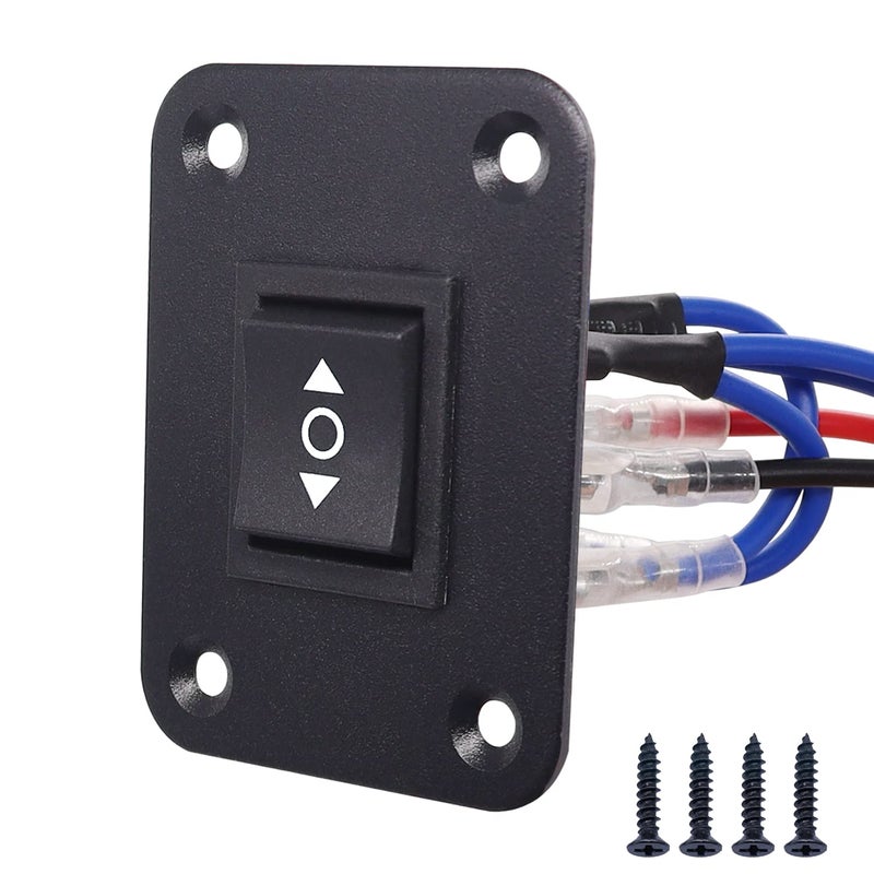 TWTADE Momentary Polarity Reverse Switch 12V DC 10A 6 Pin 3 Position Up Down Control Motor (ON)-Off-(ON) Rocker Toggle Switch with Panel,Wires,Screws - Image 1