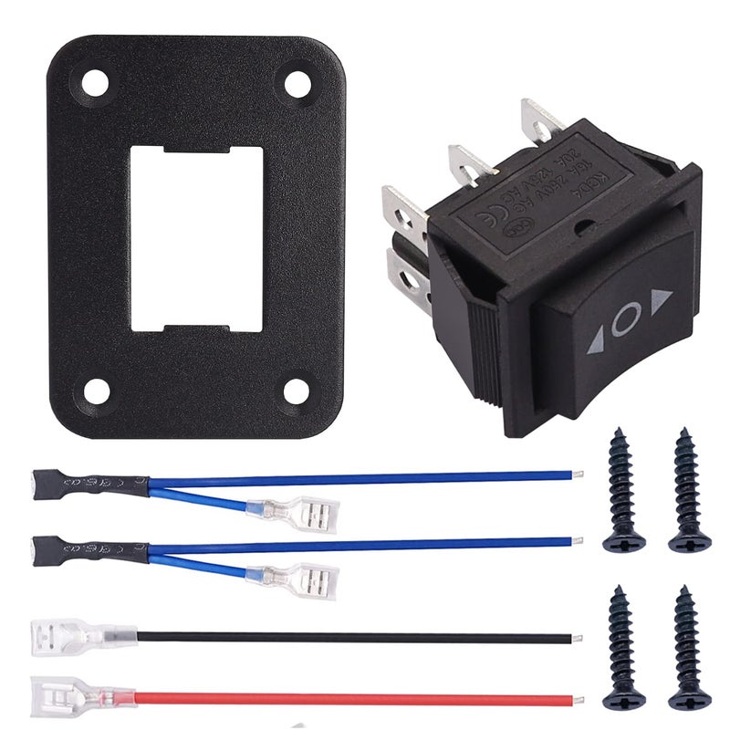 TWTADE Momentary Polarity Reverse Switch 12V DC 10A 6 Pin 3 Position Up Down Control Motor (ON)-Off-(ON) Rocker Toggle Switch with Panel,Wires,Screws - Image 4