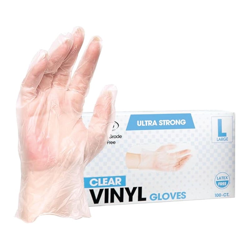 ForPro Professional Collection ForPro Disposable Vinyl Gloves, Clear, Industrial Grade, Powder-Free, Latex-Free, Non-Sterile, Food Safe, 2.75 Mil. Palm, 3.9 Mil. Fingers, Large, 100-Count (Pack of 10) - Image 2