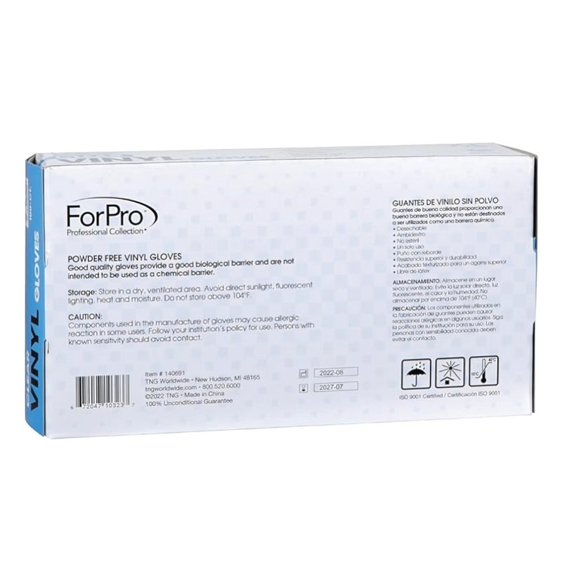 ForPro Professional Collection ForPro Disposable Vinyl Gloves, Clear, Industrial Grade, Powder-Free, Latex-Free, Non-Sterile, Food Safe, 2.75 Mil. Palm, 3.9 Mil. Fingers, Large, 100-Count (Pack of 10) - Image 4