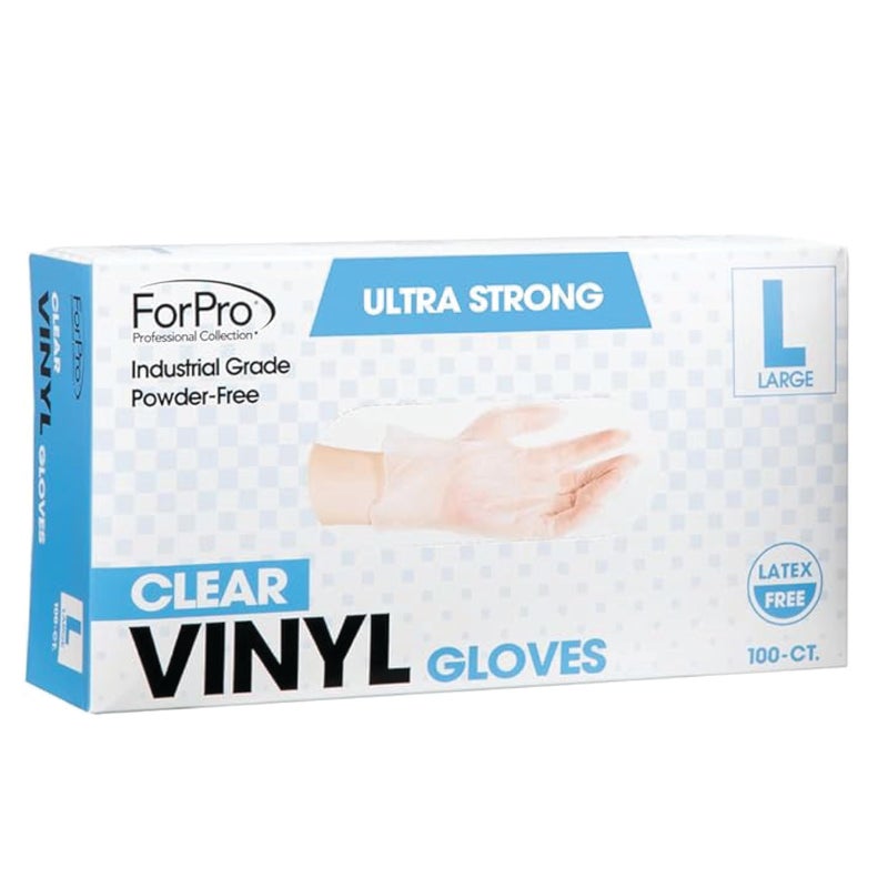 ForPro Professional Collection ForPro Disposable Vinyl Gloves, Clear, Industrial Grade, Powder-Free, Latex-Free, Non-Sterile, Food Safe, 2.75 Mil. Palm, 3.9 Mil. Fingers, Large, 100-Count (Pack of 10) - Image 3