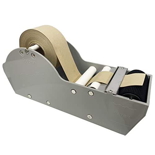 QILIMA Desktop Grey Water Activated Tape Dispenser with Reinforced Kraft Paper Gum Tape 1.88In x 55 Yards for Shipping, Carton and Box Sealing - Image 1