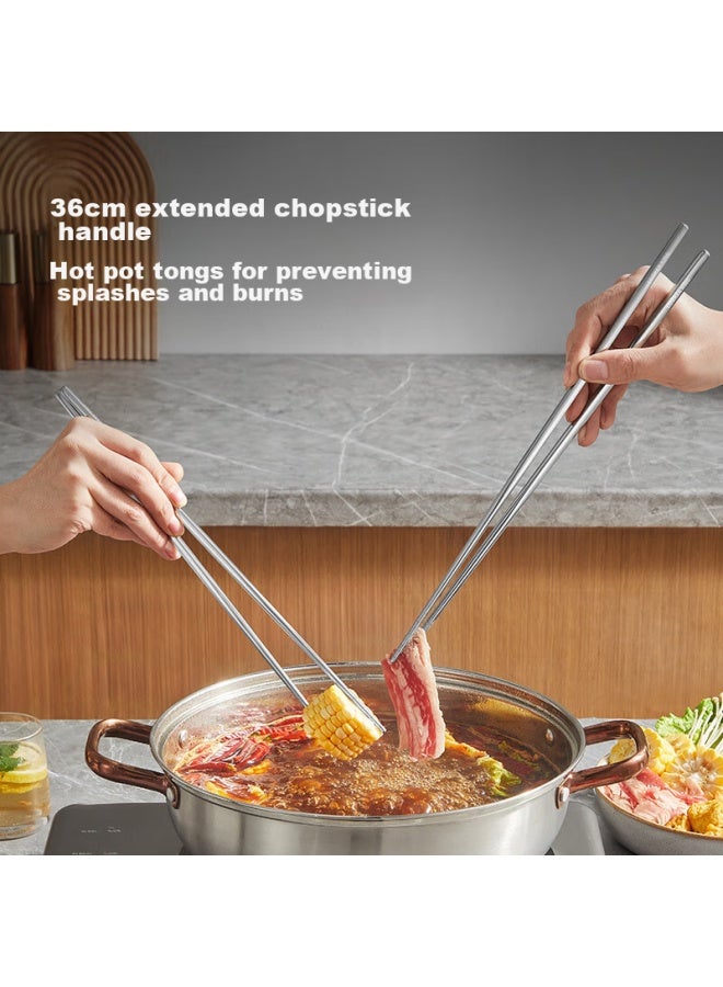 COOKER KING Chuidahuang 304 Stainless Steel Deep-Frying Chopsticks, Extended Household Hot Pot Non-Slip Chopsticks, Noodle Scooping Chopsticks, Heat-Resistant, One Pair - Image 4