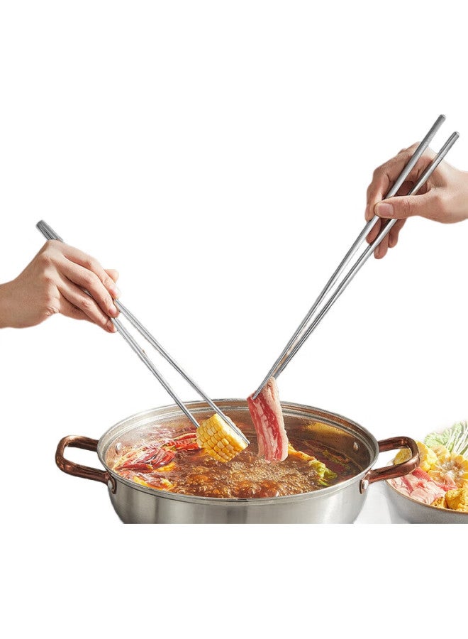 COOKER KING Chuidahuang 304 Stainless Steel Deep-Frying Chopsticks, Extended Household Hot Pot Non-Slip Chopsticks, Noodle Scooping Chopsticks, Heat-Resistant, One Pair - Image 3