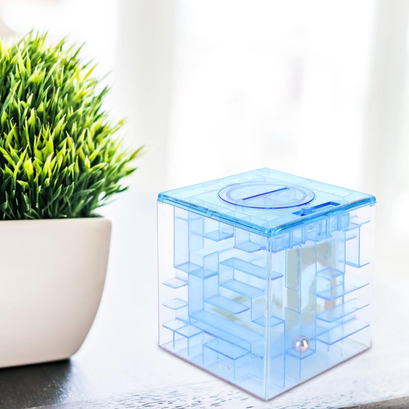 Blue Maze Puzzle Box Piggy Bank Educational Money Saving Game For Kids - Image 4
