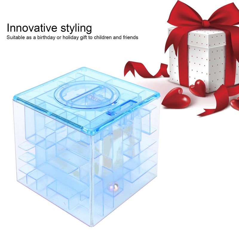 Blue Maze Puzzle Box Piggy Bank Educational Money Saving Game For Kids - Image 3