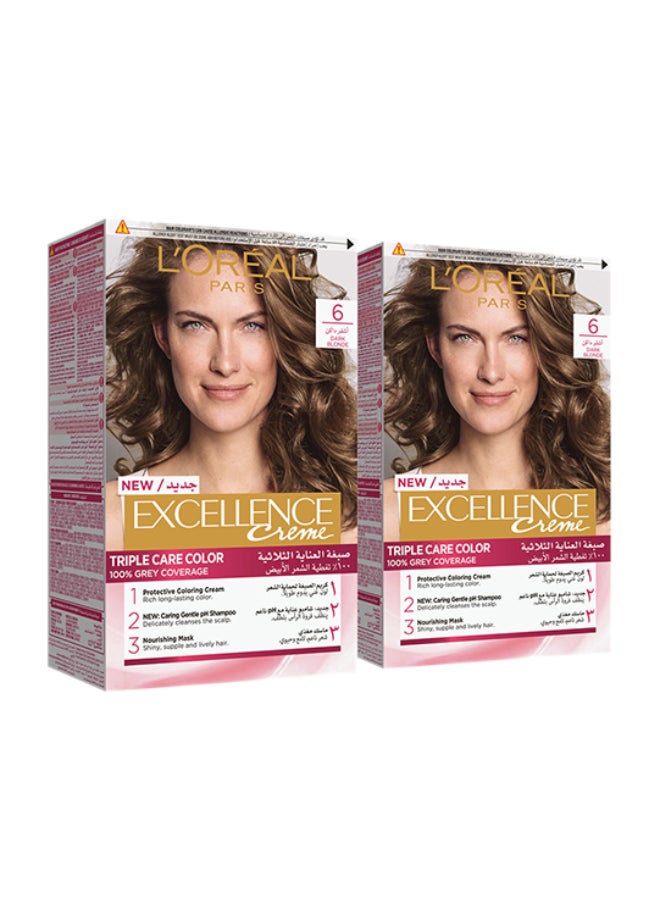 L'OREAL PARIS صبغة الشعر الدائمة Excellence Crème 6.0، أشقر غامق  - Image 1