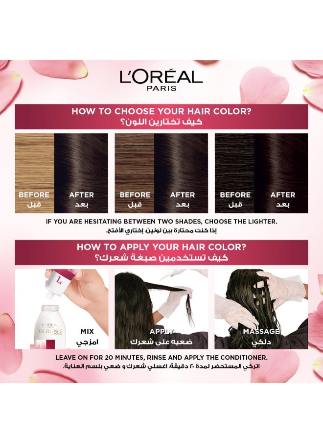L'OREAL PARIS صبغة الشعر الدائمة Excellence Crème 6.0، أشقر غامق  - Image 4