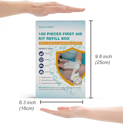 General Medi 160 Piece First Aid Kit Bag Refill Kit - Includes Instant Cold Pack, Bandages,Emergency Blanket, Moleskin Pad, Gauze - Extra Replacement Medical Supplies for First Aid - Image 2