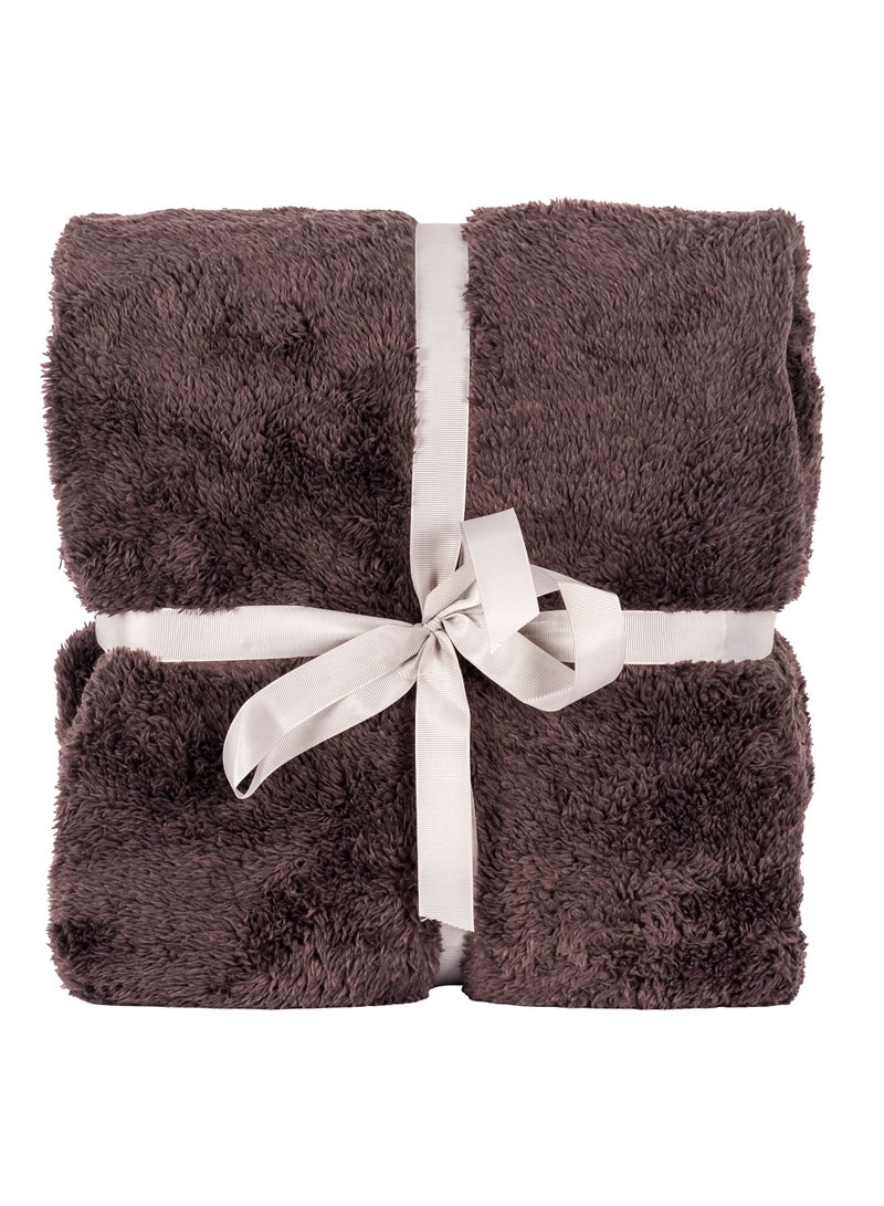Elega Decor Sherpa Blanket – Double (200x220 cm) – Dark Brown | Ultra-Soft Sherpa Fleece, All-Season Comfort - Image 3