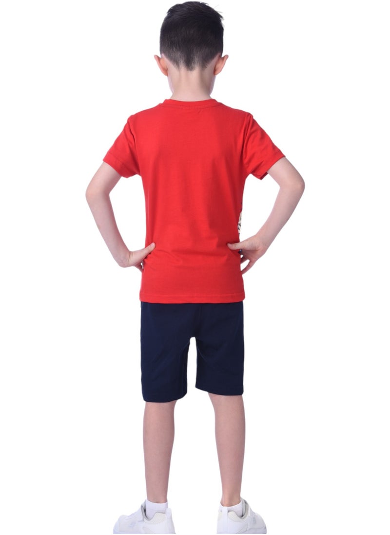 victor and jane 2pc-Set - Tiger T-shirt & Shorts-Red/Navy  - Image 5