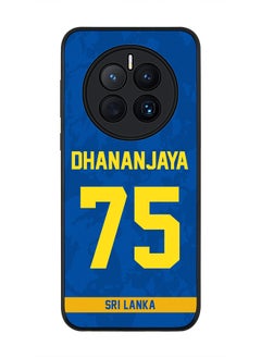 Rugged Black Edge Case for Huawei Mate 50, Slim fit Soft Case Flexible Rubber Edges Thin Cover - Player Name - Dhananjaya de Silva, Jersey Number- 75