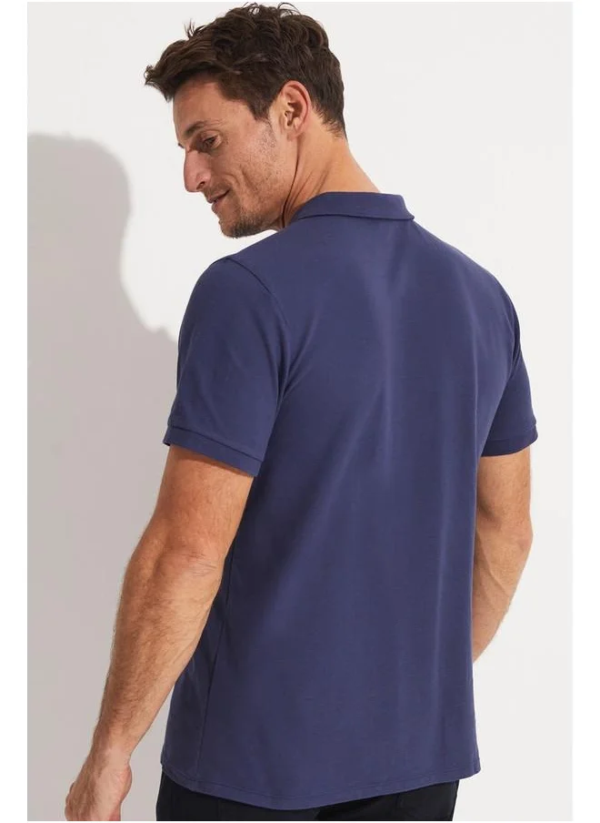 جون June Men's Basic Cotton Polo Neck Slim Fit T-Shirt