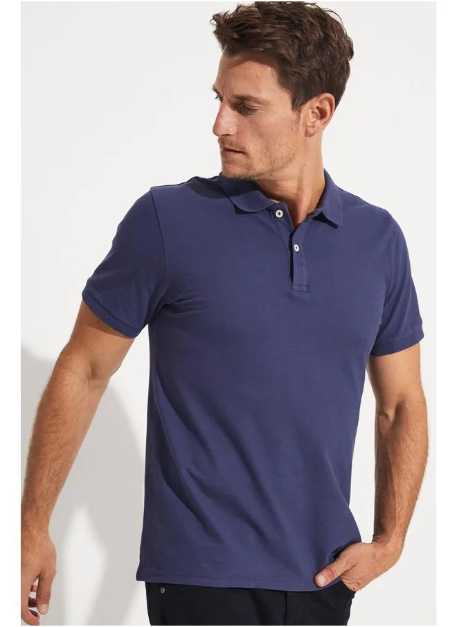 جون June Men's Basic Cotton Polo Neck Slim Fit T-Shirt