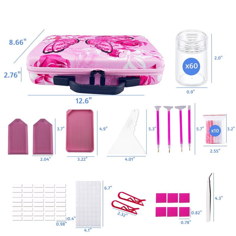 LIRUNQIU Diamond Painting Storage Containers, 60 Slots Diamond Painting Accessories and Tools for Diamond Art Organizer Case(Pink) - Image 5
