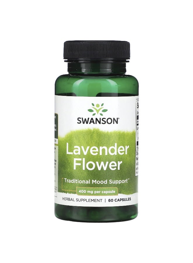 SWANSON Swanson, Lavender Flower, 400 mg, 60 Capsules  - Image 1