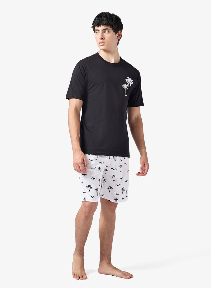 سفنتي فايف طقم بيجامة تي شيرت وشورت - Image 1