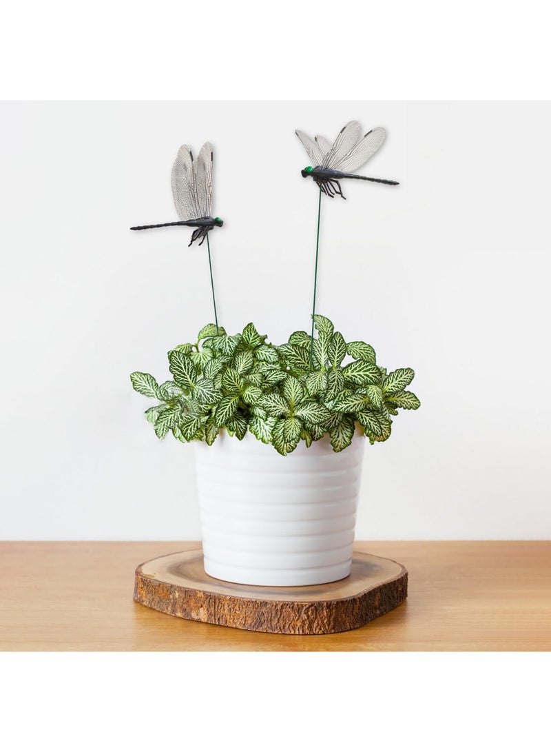 SYOSI 10 Pcs Dragonfly Garden Stakes, Realistic 3D Black Dragonfly PVC Decorative Plant Stakes, AOutdoor Yard and Balcony Flower Pot Decor, Ideal for Indoor and Outdoor Gardening, Adds Elegant Touch(Black) - Image 2