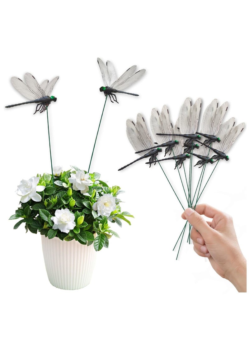 SYOSI 10 Pcs Dragonfly Garden Stakes, Realistic 3D Black Dragonfly PVC Decorative Plant Stakes, AOutdoor Yard and Balcony Flower Pot Decor, Ideal for Indoor and Outdoor Gardening, Adds Elegant Touch(Black) - Image 1