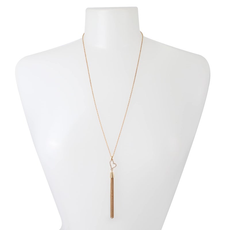 Steve Madden Heart Tassel Pendant Long Necklace - Image 2