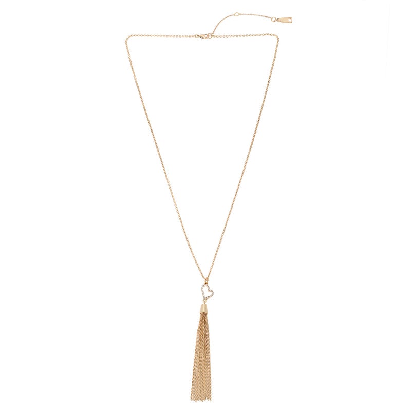Steve Madden Heart Tassel Pendant Long Necklace - Image 1