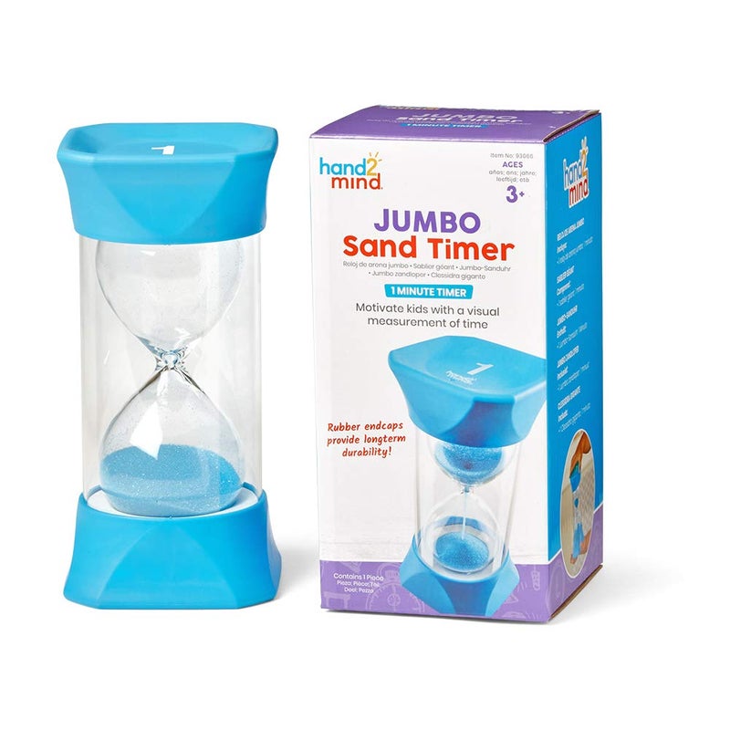 hand2mind Jumbo 1 Minute Sand Timer Large Hourglass Sand Clock for Kids Quiet Timer for Classroom Toddler Visual Countdown Game and Calm Down Corner Supplies Set of 1 - Image 4