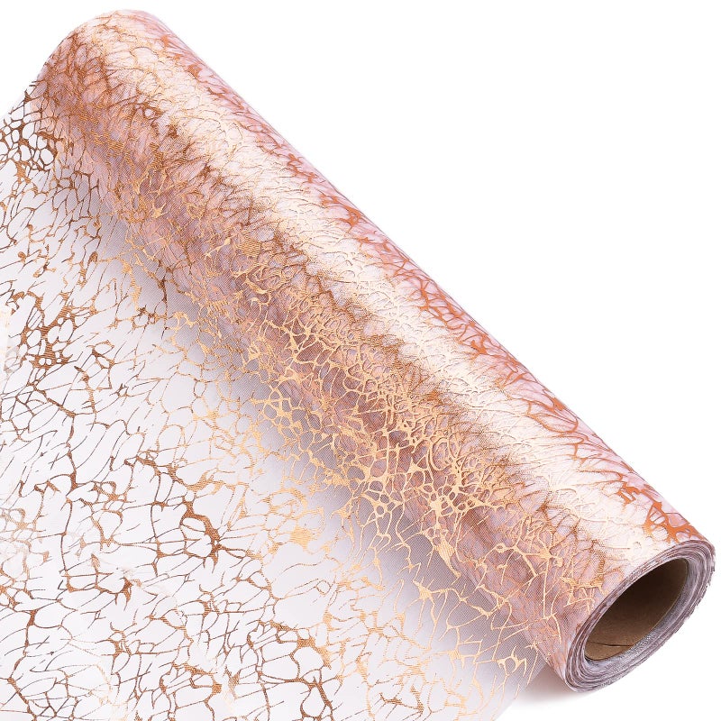AIEX Rose Gold Table Runner NonWoven Fabric Table Runner Roll 11 Inch x 49Ft Reusable Glitter Table Runner Party Supplies for Wedding Baby Shower