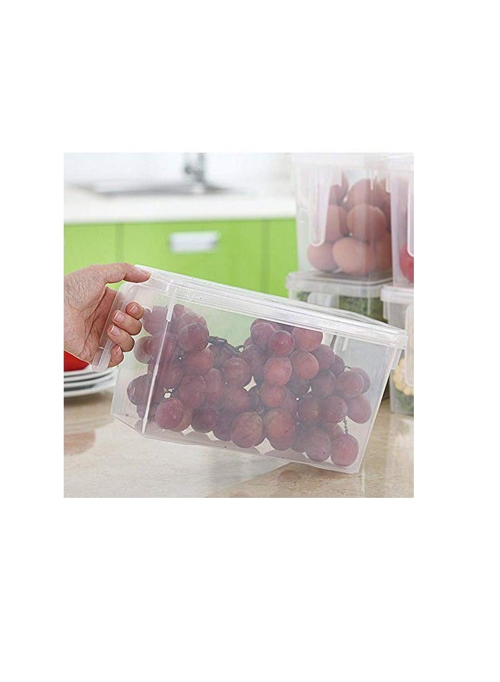 راكسوم صناديق تخزين الطعام مع أغطية آمنة للتجميد من فولوكو، قطعتين سعة 4.7 لتر، ثلاجة مطبخ بلاستيكية كبيرة، حاويات تخزين فواكه طعام قابلة للتكديس بمقبض - Image 2