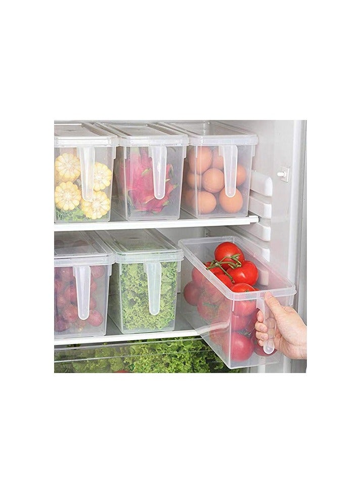 راكسوم صناديق تخزين الطعام مع أغطية آمنة للتجميد من فولوكو، قطعتين سعة 4.7 لتر، ثلاجة مطبخ بلاستيكية كبيرة، حاويات تخزين فواكه طعام قابلة للتكديس بمقبض - Image 4